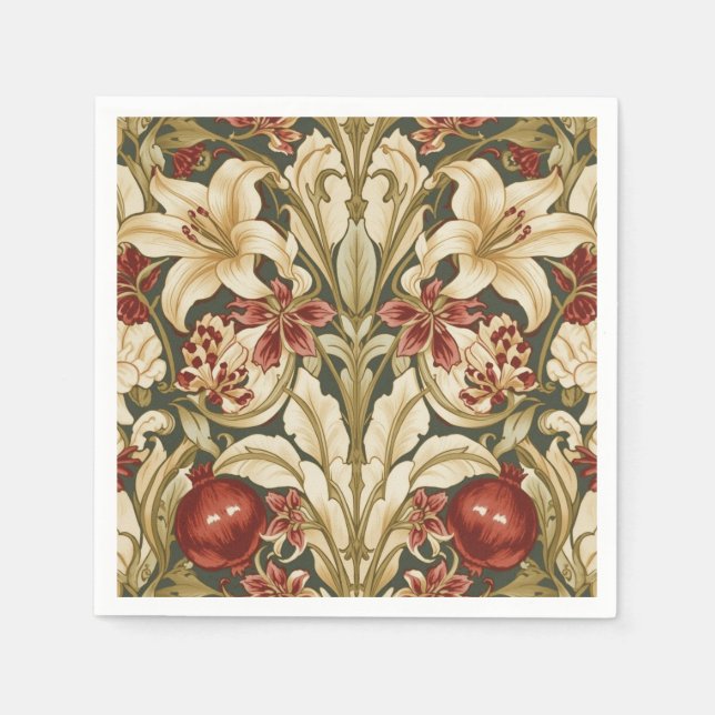 William Morris Lily and Pomegranate Floral pattern Pappersservett (Framsidan)