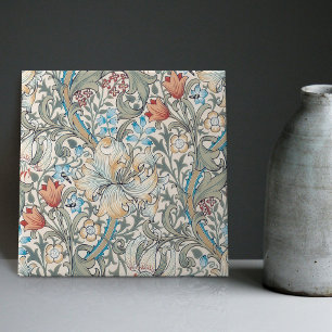 William Morris Lily Art nouveau Blommönster Cer Kakelplatta