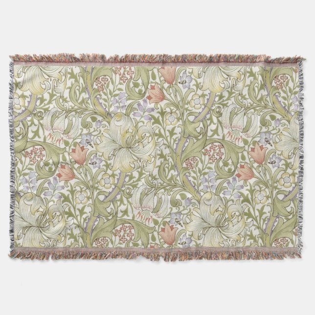 William Morris Lily Art nouveau Blommönster Filt (Framsidan)