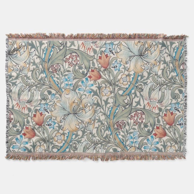 William Morris Lily Art nouveau Blommönster Filt (Framsidan)