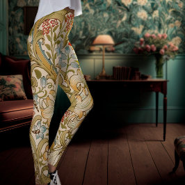 William Morris Lily Art nouveau Blommönster Leggings