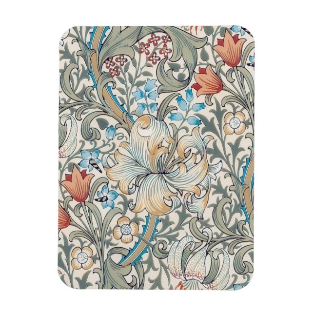 William Morris Lily Art nouveau Blommönster Mag Magnet (Vertikal)