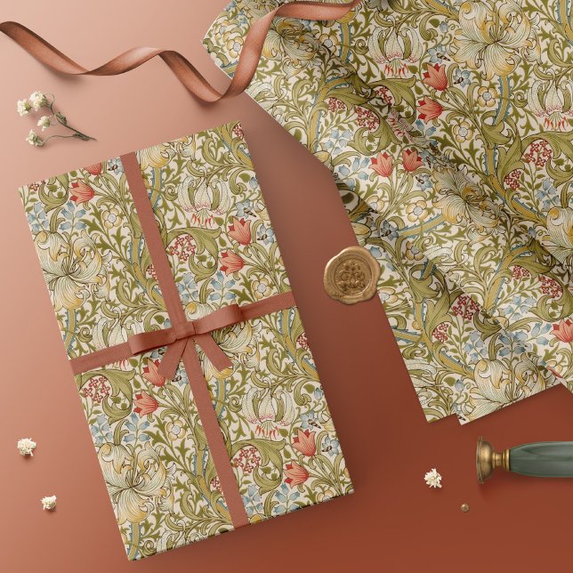 William Morris Lily Art nouveau Blommönster Wra Presentpapper (Skapare uppladdad)