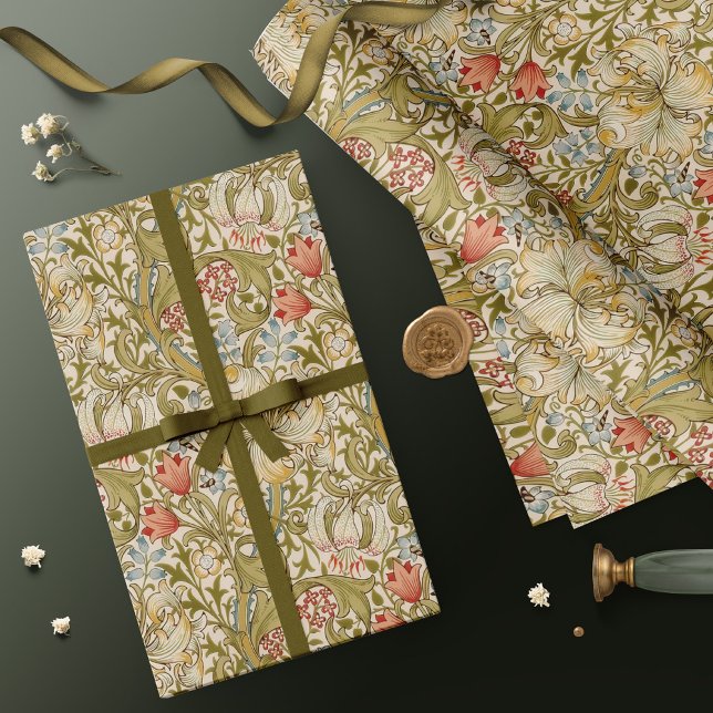 William Morris Lily Art Nouveau Floral Pattern Presentpapper (Skapare uppladdad)