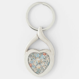 William Morris Lily Keychain Twisted Heart Silverfärgad Nyckelring