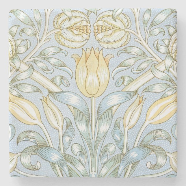 William Morris Lily och Granatäpple Blommönster Stenunderlägg (Framsidan)