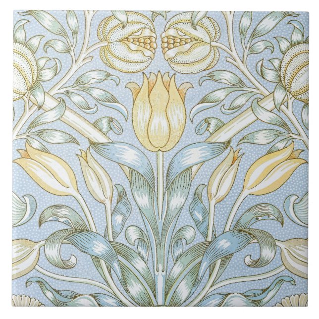 William Morris Lily och Pomegranate Flower Mönster Kakelplatta (Framsidan)