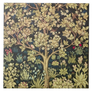 William Morris Livets träd Blommigt Vintage Art Kakelplatta