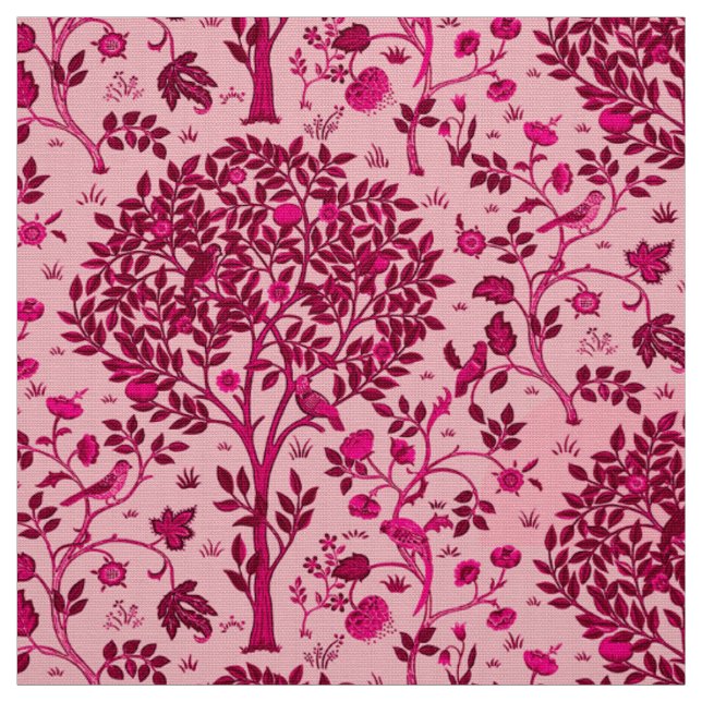 William Morris livets träd, Burgundy och rosor Tyg (Provkarta)