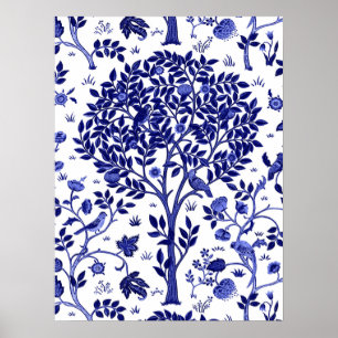 William Morris Livets träd, Cobalt Blue and White Poster