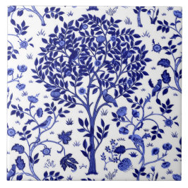William Morris Livets träd, Cobalt Blue och White Kakelplatta