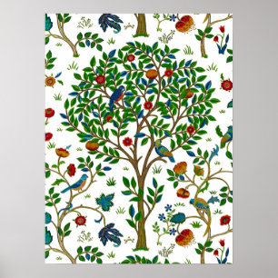 William Morris Livets träd Mönster, Grönt och Mult Poster