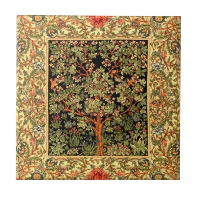 William Morris - Livets träd Mönster Kakelplatta (Framsidan)