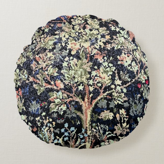 William Morris Livets träd Round Pillow Rund Kudde (Framsidan)
