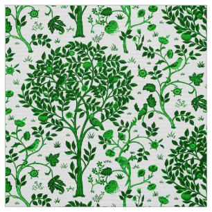 William Morris livets träd, smaragdgrönt & vit Tyg