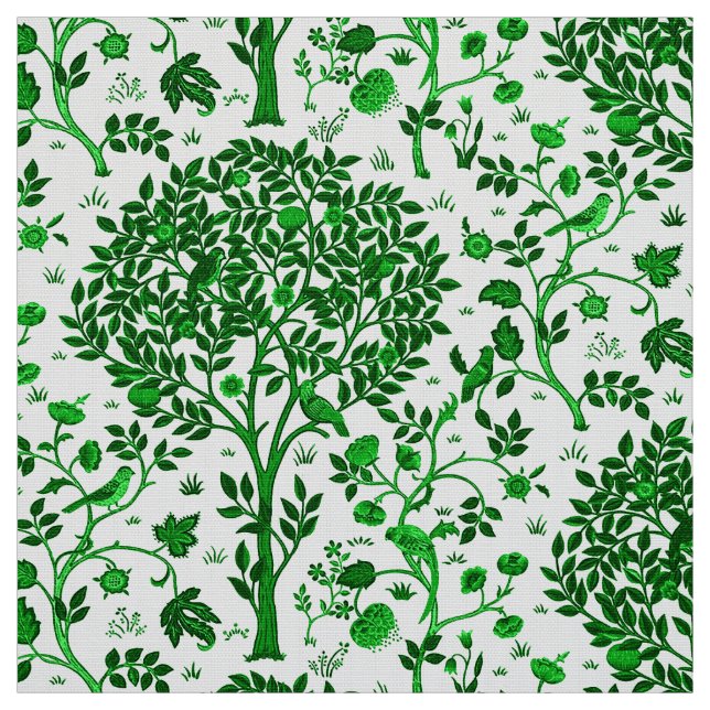 William Morris livets träd, smaragdgrönt & vit Tyg (Provkarta)