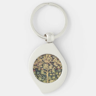 William Morris Livets träd Swirl Silverfärgad Nyckelring