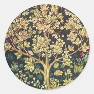 William Morris Livets träd Vintage Pre-Raphaelite Runt Klistermärke