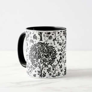 William Morris livets trädmönster, svart & vit Mugg