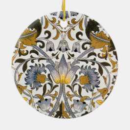 William Morris Lodden Blommönster: Blå Guld Julgransprydnad Keramik