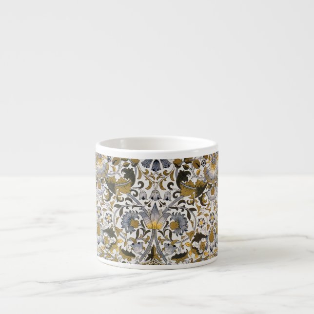 William Morris Lodden Blommönster: Blått Guld  Espressomugg (Framsidan)