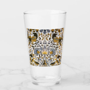William Morris Lodden Blommönster: Blått Guld  Glaskopp