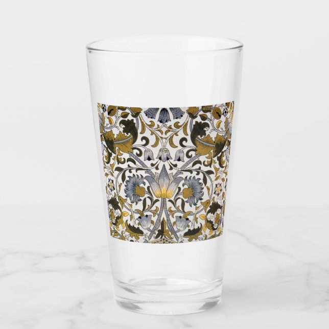 William Morris Lodden Blommönster: Blått Guld  Glaskopp (Framsida)