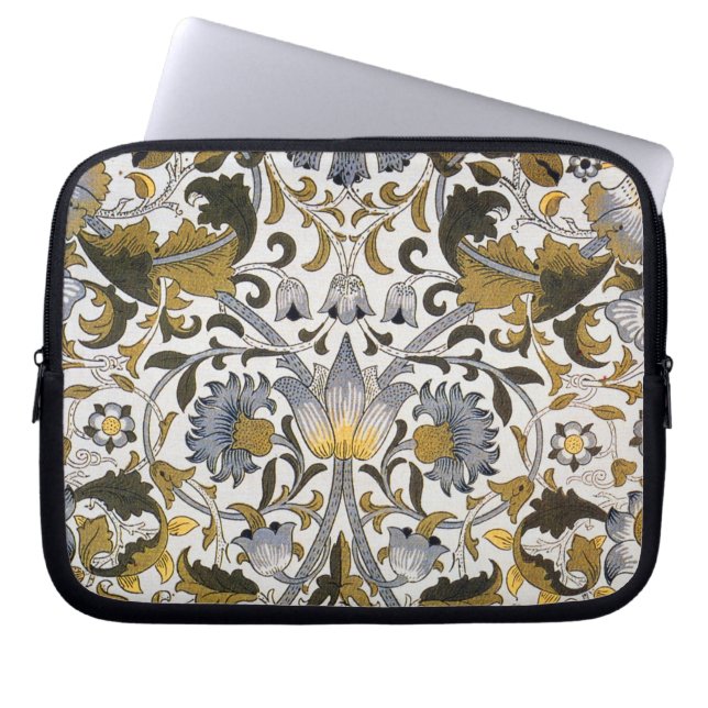 William Morris Lodden Blommönster: Blått Guld  Laptop Fodral (Framsidan)