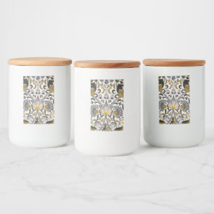 William Morris Lodden Blommönster: Blått Guld Mat Etikett
