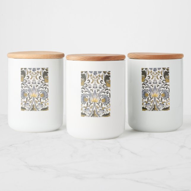 William Morris Lodden Blommönster: Blått Guld  Mat Etikett (Flaskor)