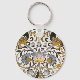 William Morris Lodden Blommönster: Blått Guld Nyckelring