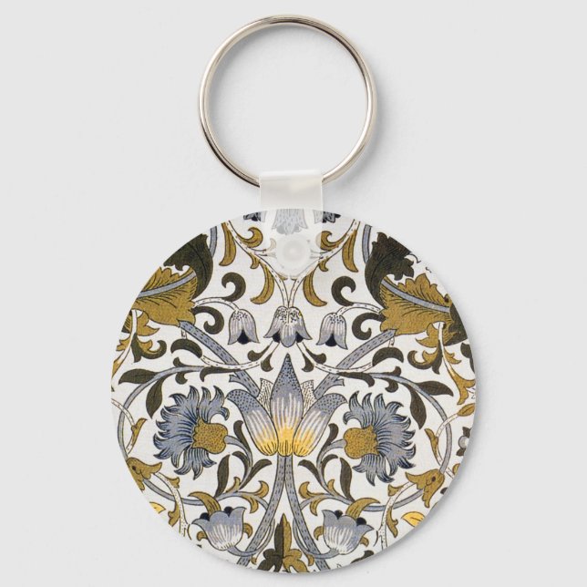 William Morris Lodden Blommönster: Blått Guld  Nyckelring (Framsida)