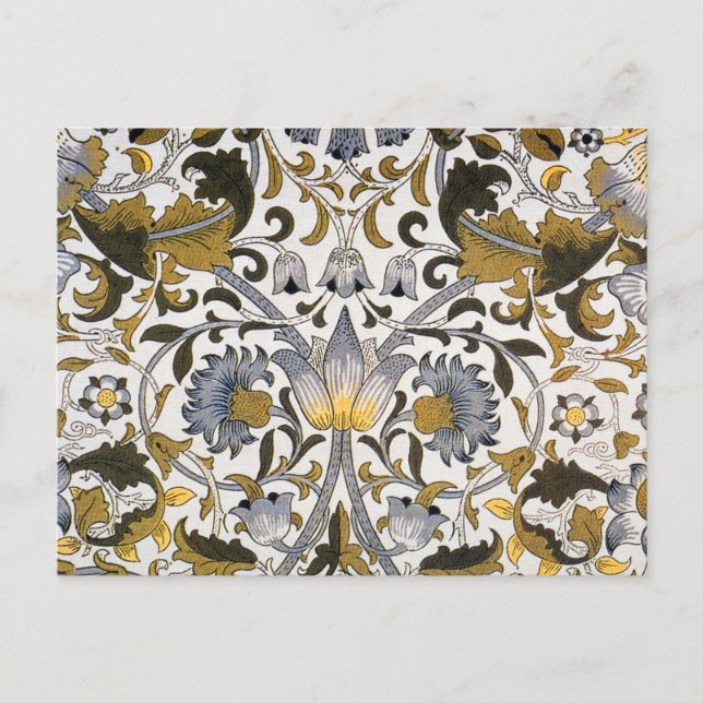 William Morris Lodden Blommönster: Blått Guld  Vykort (Framsida)