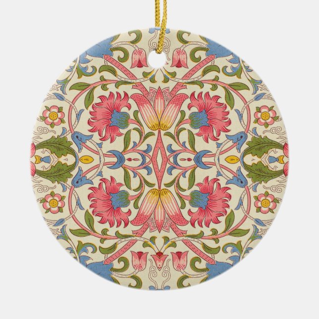 William Morris Lodden Blommönster Pastell  Julgransprydnad Keramik (Framsidan)