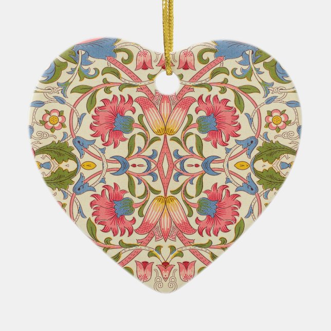 William Morris Lodden Blommönster Pastell  Julgransprydnad Keramik (Framsidan)