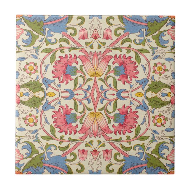 William Morris Lodden Blommönster Pastell  Kakelplatta (Framsidan)