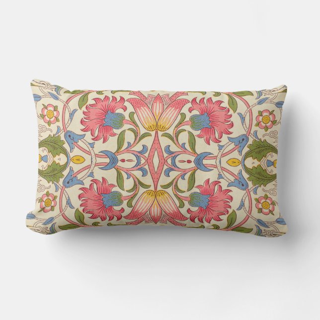 William Morris Lodden Blommönster Pastell  Lumbarkudde (Framsida)