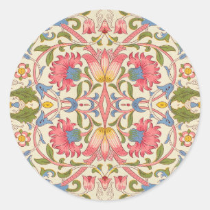 William Morris Lodden Blommönster Pastell  Runt Klistermärke