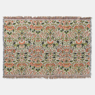 William Morris Lodden Flowers Foliage Grönt Rosa Filt