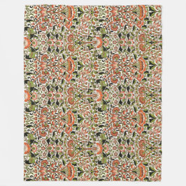 William Morris Lodden Flowers Foliage Grönt Rosa Fleecefilt