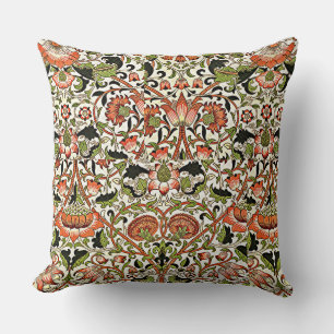 William Morris Lodden Flowers Foliage Grönt Rosa Kudde