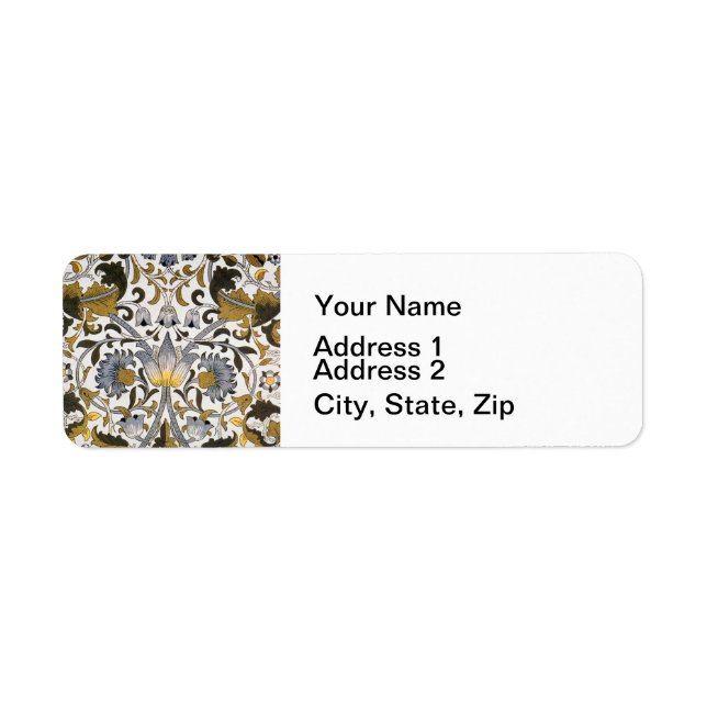 william morris loddold blommigt-blomma returadress etikett (Framsidan)