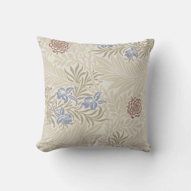 William Morris Lt Blue & Rust Larkspur Mönster Kudde (Framsida)
