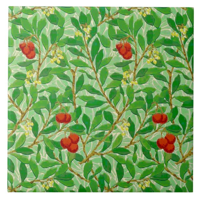William Morris Lychee Träd Mönster, Ljust grönt Kakelplatta (Framsidan)