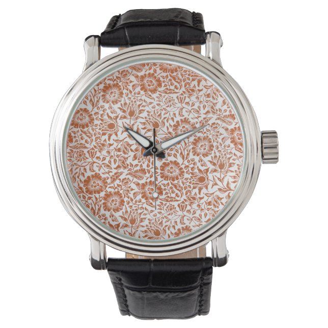 William Morris Mallow Blommigt Tapet Design Armbandsur (Framsida)