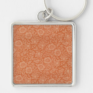 William Morris Mallow Blommigt Tapet Design Fyrkantig Silverfärgad Nyckelring