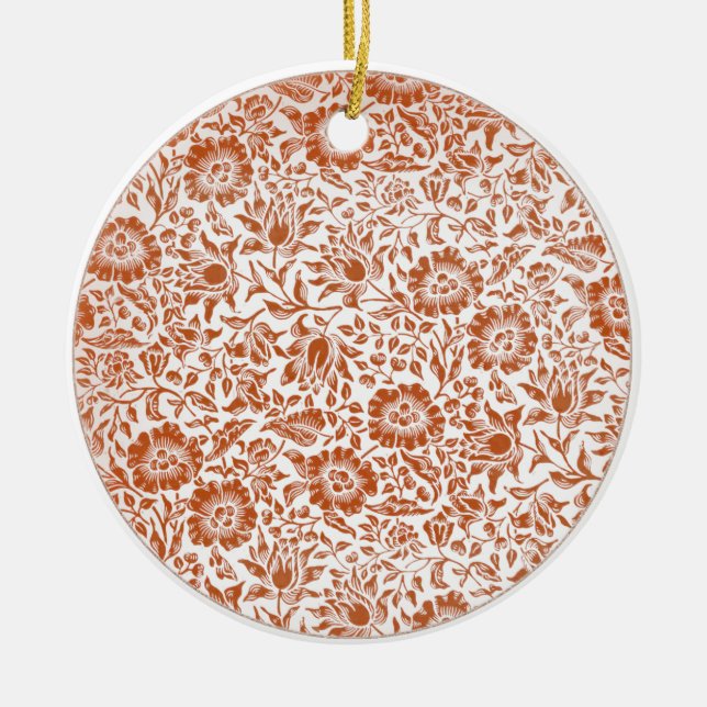 William Morris Mallow Blommigt Tapet Design Julgransprydnad Keramik (Framsidan)