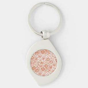 William Morris Mallow Blommigt Tapet Design Swirl Silverfärgad Nyckelring