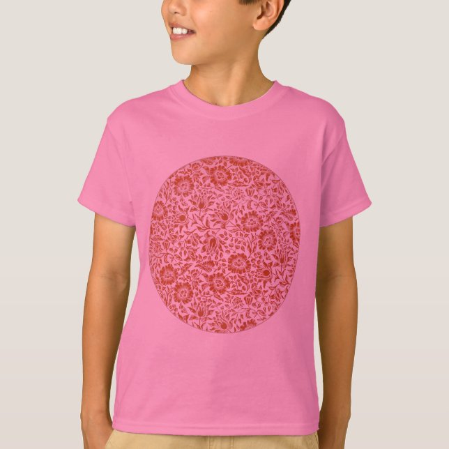 William Morris Mallow Blommigt Tapet Design T Shirt (Framsida)