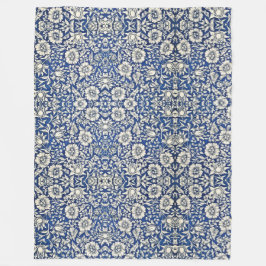 William Morris Mallow Flowers Blommigt Blue White Fleecefilt